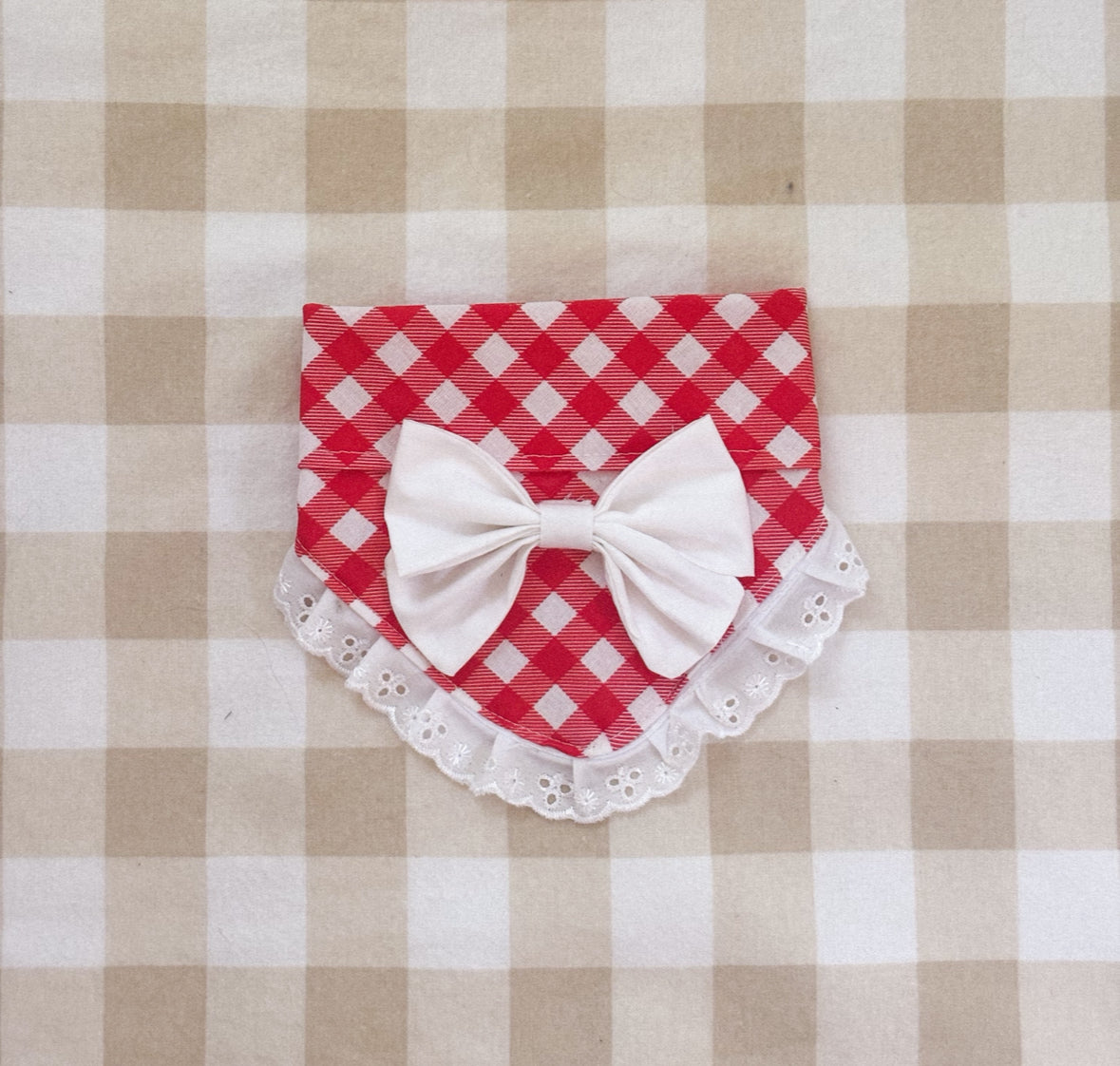 Red gingham ruffle bandana