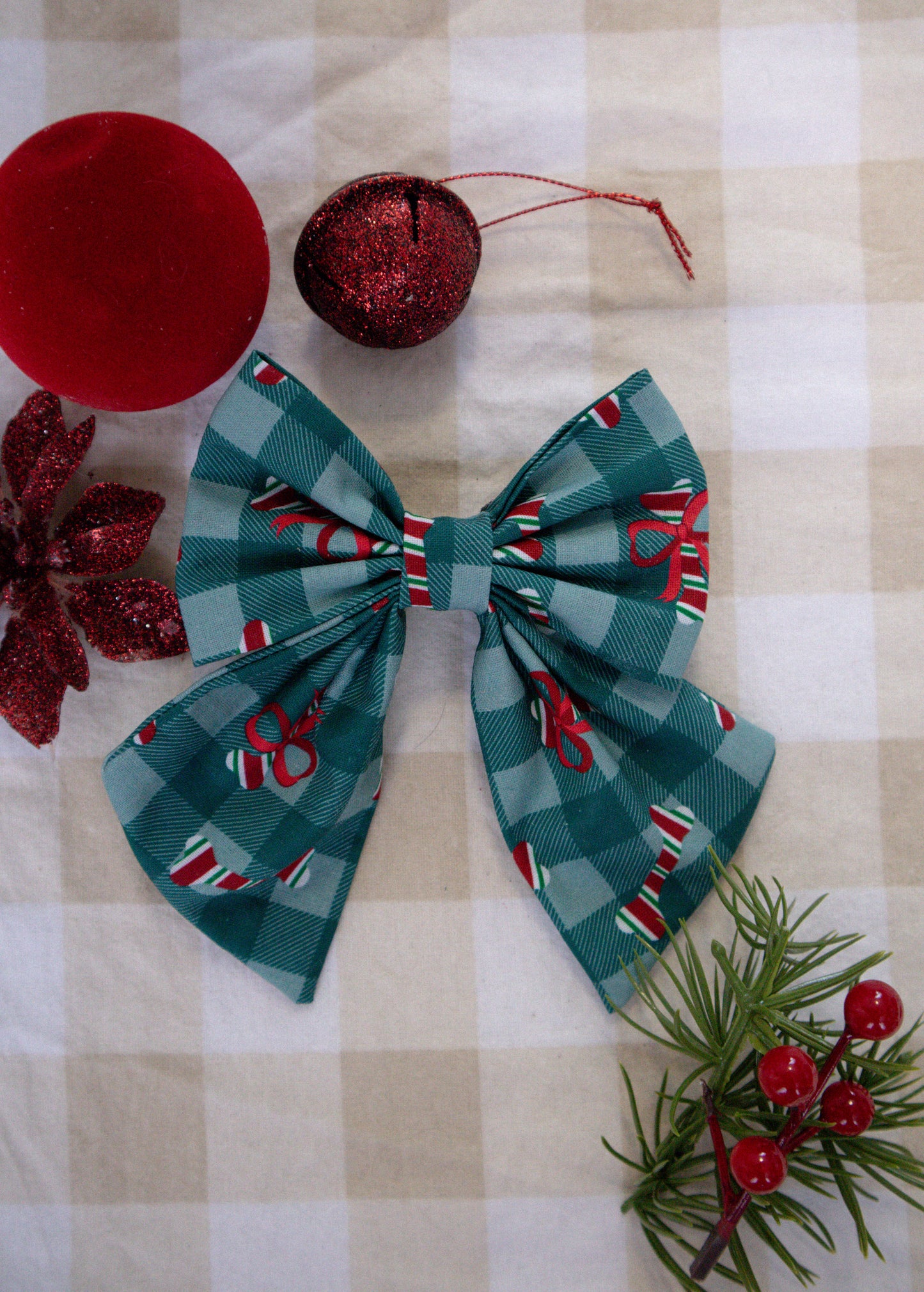 Christmas Gingham Bow
