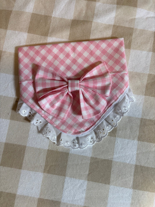 Pink Gingham bandana with bowtie