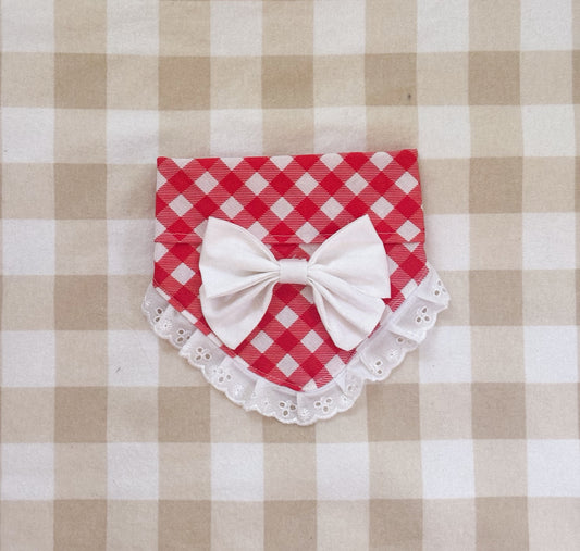 Red gingham ruffle bandana