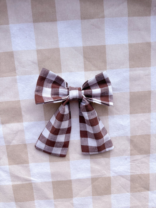 Choc gingham bow
