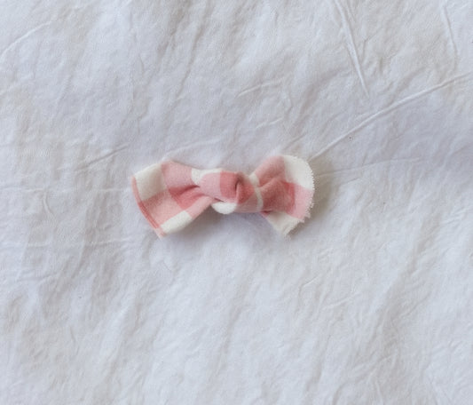 Pink gingham hair bow