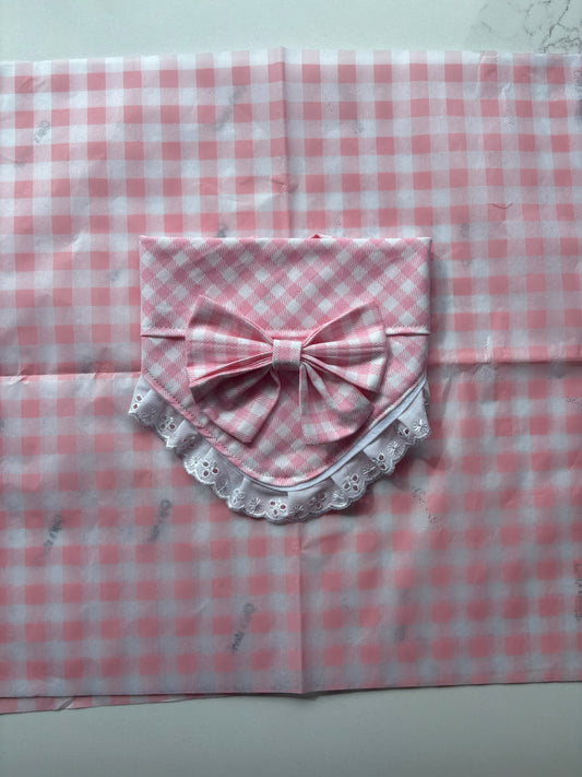 Pink Gingham bandana with bowtie
